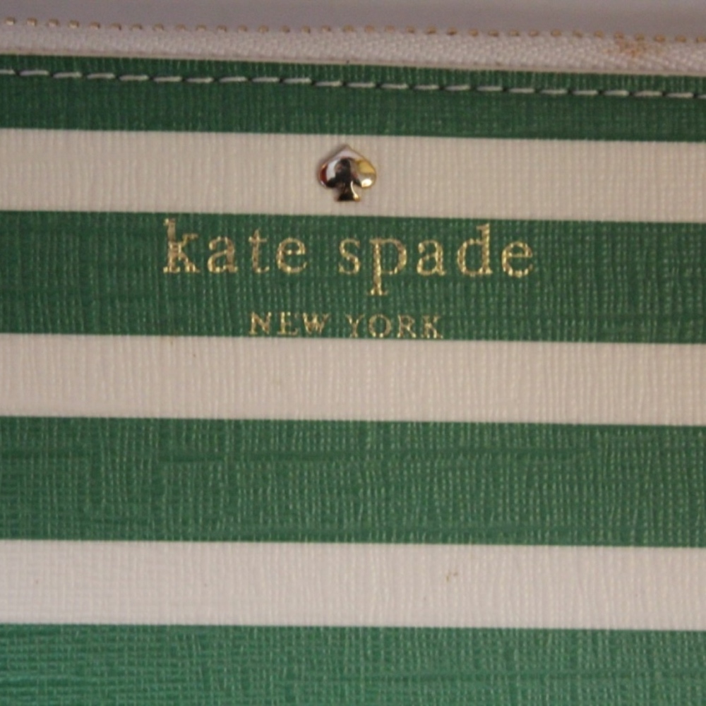 Kate Spade Green and White striped wristlet - Picture 5 of 6